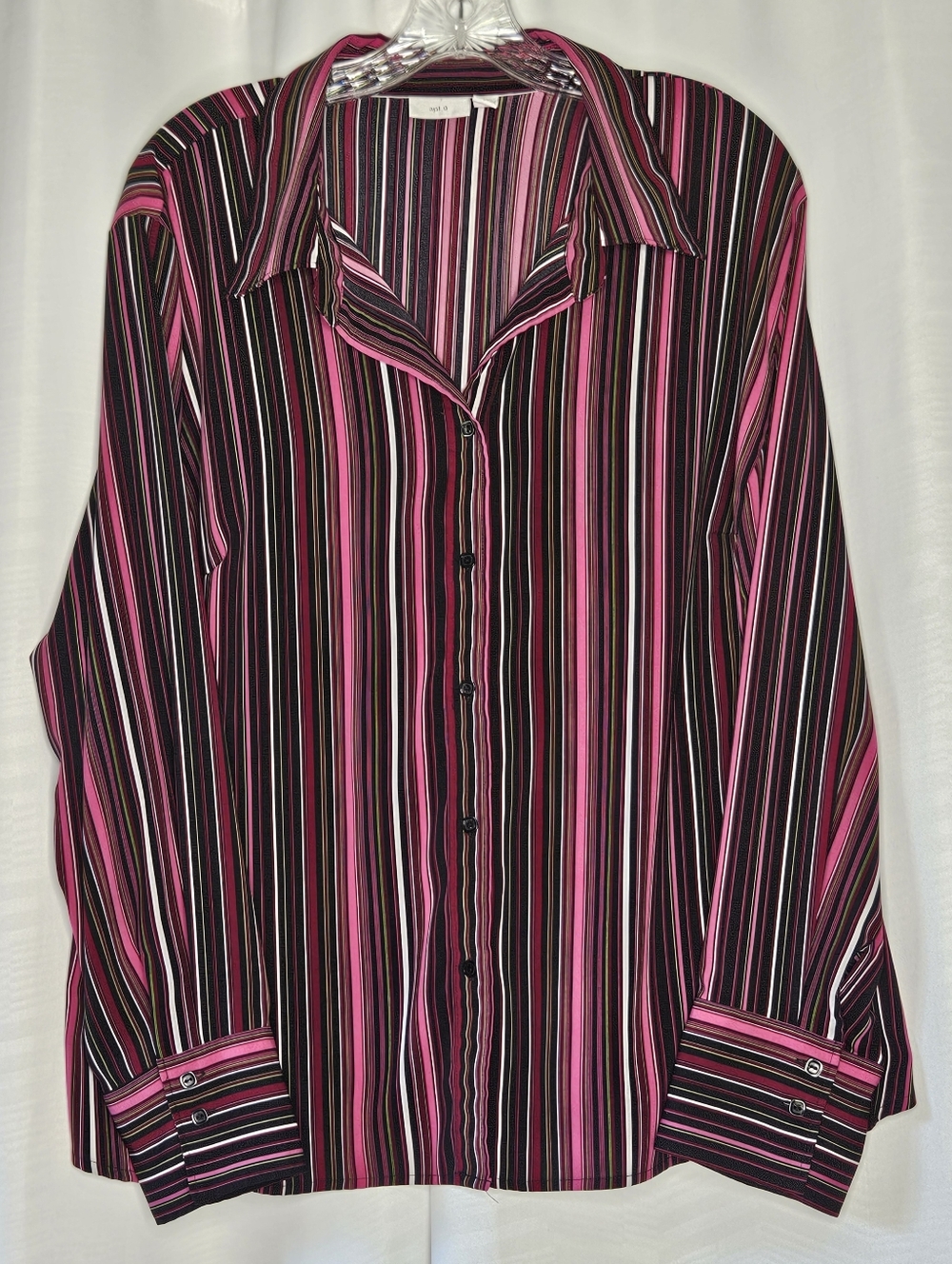 Apt 9 women's multicolor striped button up long sleeve shirt size 2X